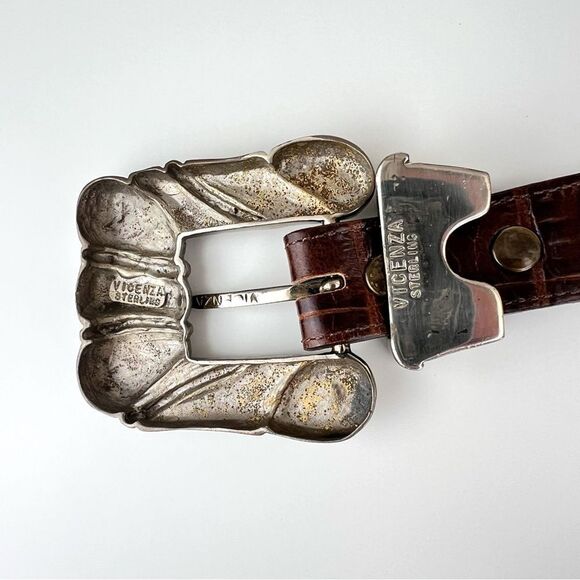 Vintage Vicenza Calfskin Alligator Print Sterling Silver Women’s Waist Belt main image 2